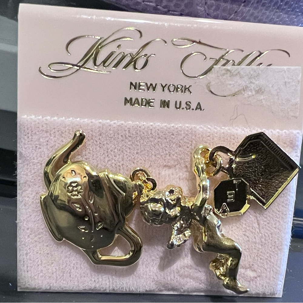 Vintage NWT KIRKS FOLLY Cherub Teapot + tea bag pin